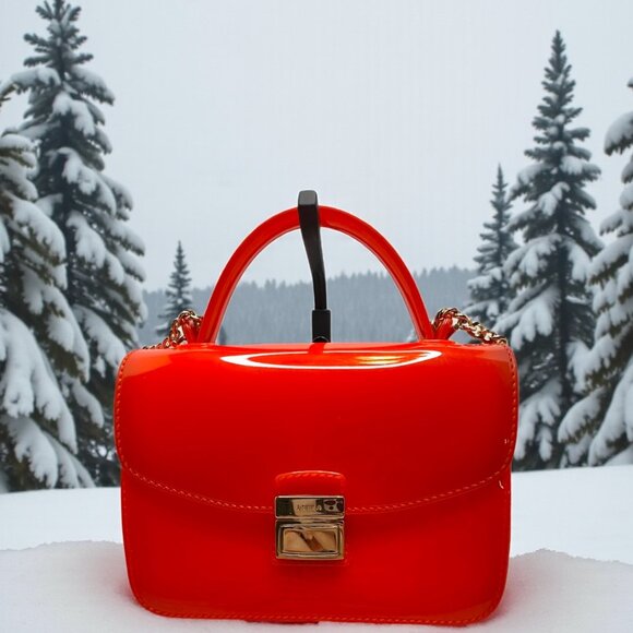 Furla Candy Sugar Mini Crossbody bag in a glossy Red Coral - Picture 1 of 6